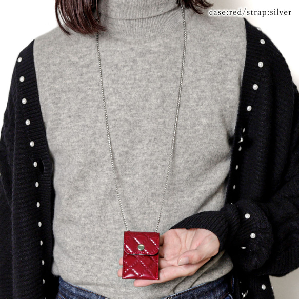 ＼SALE！／　アクセサリーケース　ストラップ　キルティング　チェーン　プチギフト　大人可愛い　#nn00000828 5枚目の画像