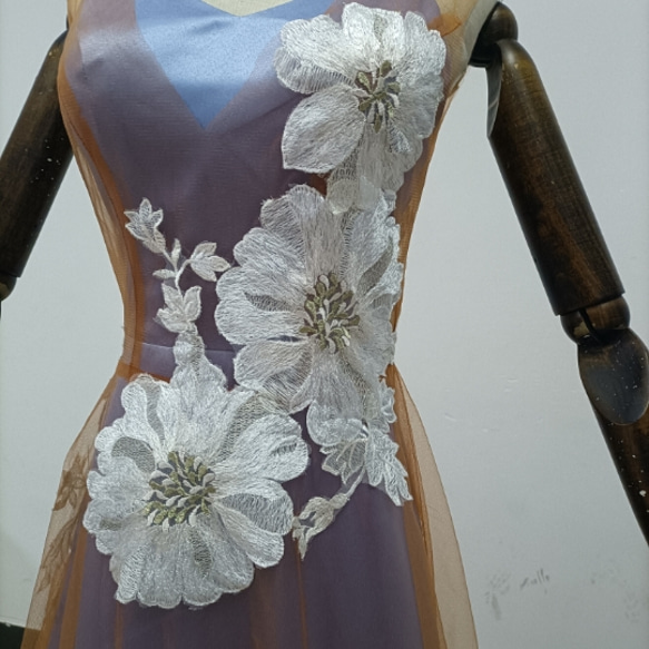 2ways エレガント キャミソール+オーバードレス Vネック 美しい花レース 編み上げ 拳式 4枚目の画像