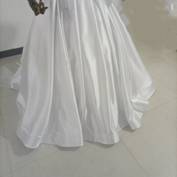 人気上昇！ウエディングドレス ホワイト パールアイボリー ベアトップ バックリボン、取り外し袖/結婚式/披露宴 10枚目の画像