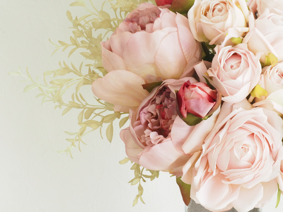 Wedding Bouquet & Boutonnier / Pink Poeny & Roses 8枚目の画像