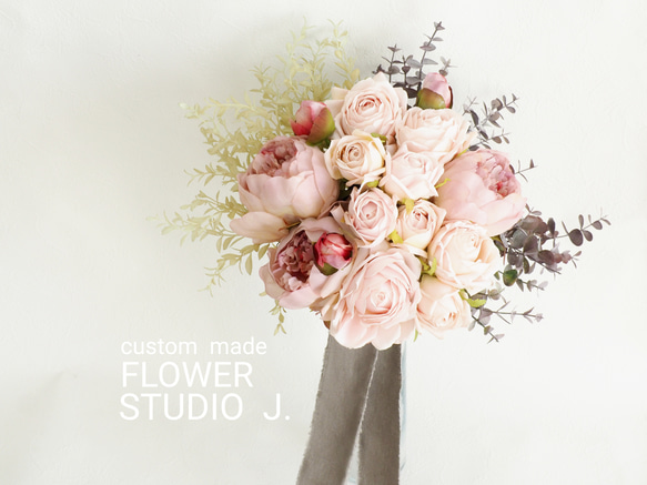 Wedding Bouquet & Boutonnier / Pink Poeny & Roses 1枚目の画像