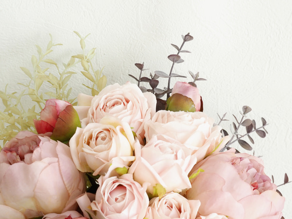 Wedding Bouquet & Boutonnier / Pink Poeny & Roses 2枚目の画像