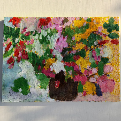 24×32㎝「花瓶の花」F4・油彩・原画 N 絵画 かいがのみせ