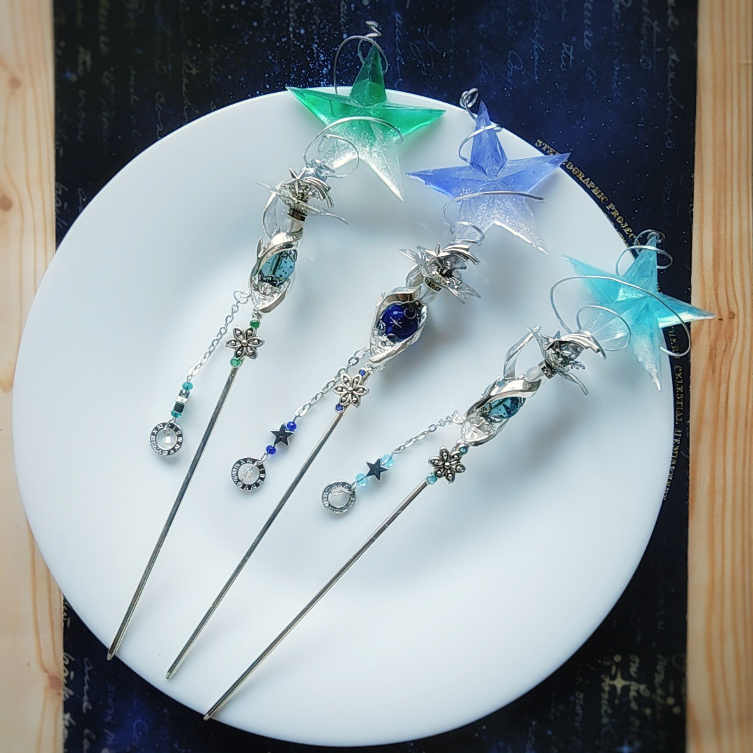 ドール用アイテム　インテリア　螺旋描く流れ星の杖　シルバー　パープル　スカイブルー　グリーン　全3色　809〜811