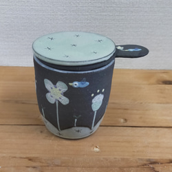 茶こし＆蓋付きのフリーカップ（青い鳥） 1枚目の画像