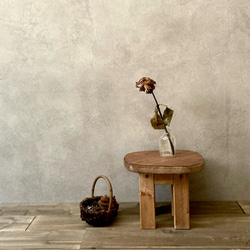 【オーダー専用】小さい椅子 木製 アンティーク風　イス　シャビー　北欧　オットマン　観葉植物置き　ミニテーブル　ブラウン 3枚目の画像