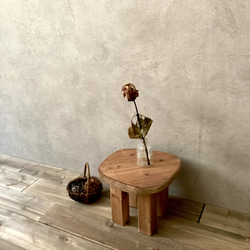 【オーダー専用】小さい椅子 木製 アンティーク風　イス　シャビー　北欧　オットマン　観葉植物置き　ミニテーブル　ブラウン 4枚目の画像