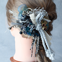 《クリップタイプ》花の髪飾り#10｜紫陽花とシャリンバイ 6枚目の画像
