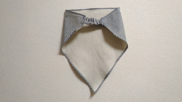 ストライプ（ヒッコリー調）子供用三角巾　ゴム紐付 8枚目の画像