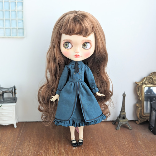 1049※ブライスアウトフィット※アイアンブルーの軍服風ワンピース 
