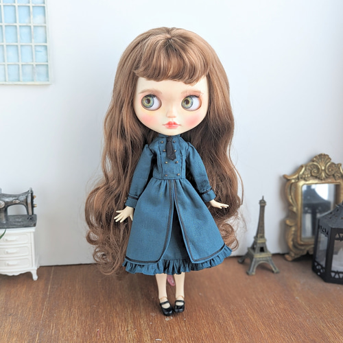 1049※ブライスアウトフィット※アイアンブルーの軍服風ワンピース