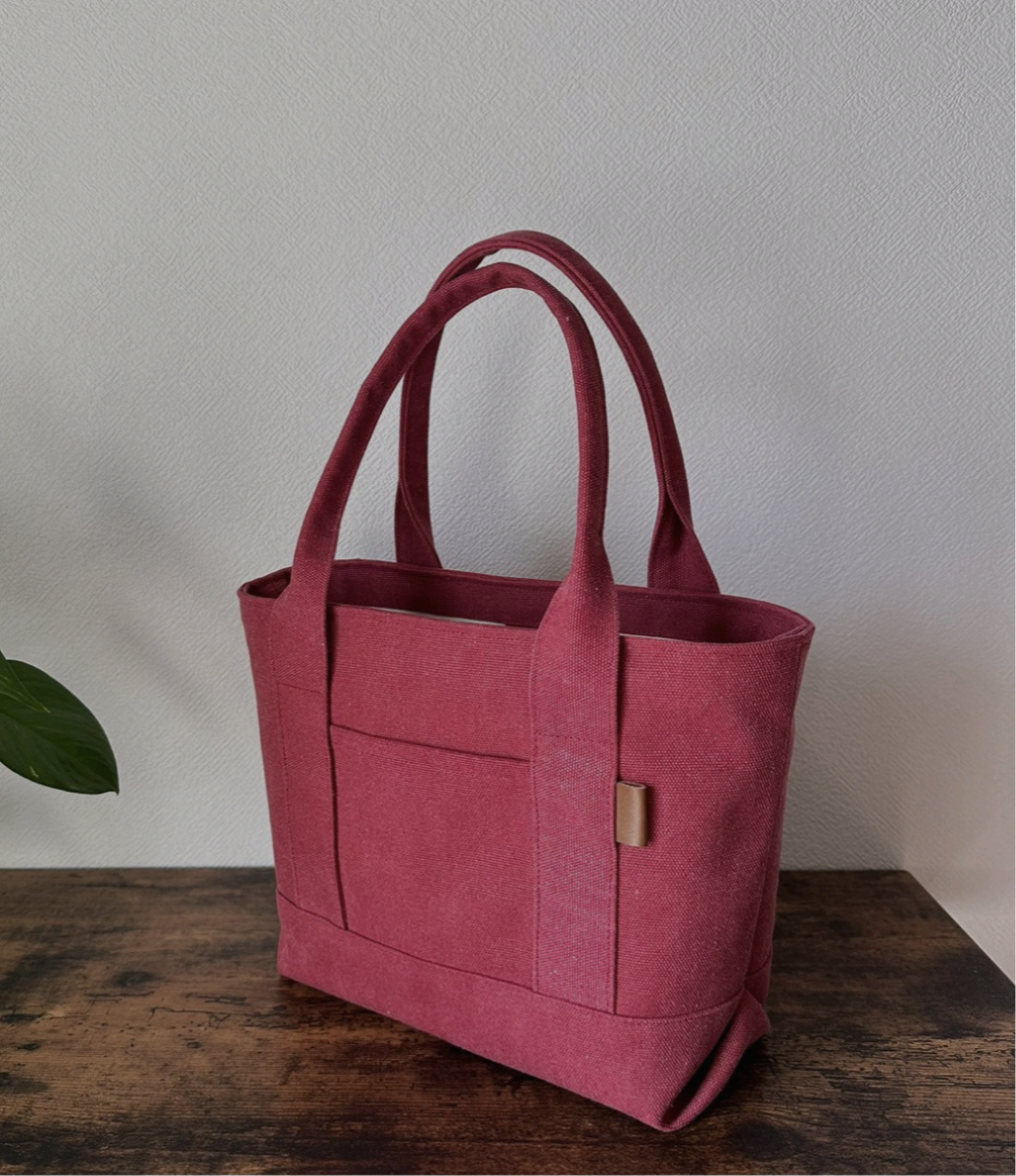 ヴィンテージ加工帆布 トートバッグ　仕切りポケット　自立