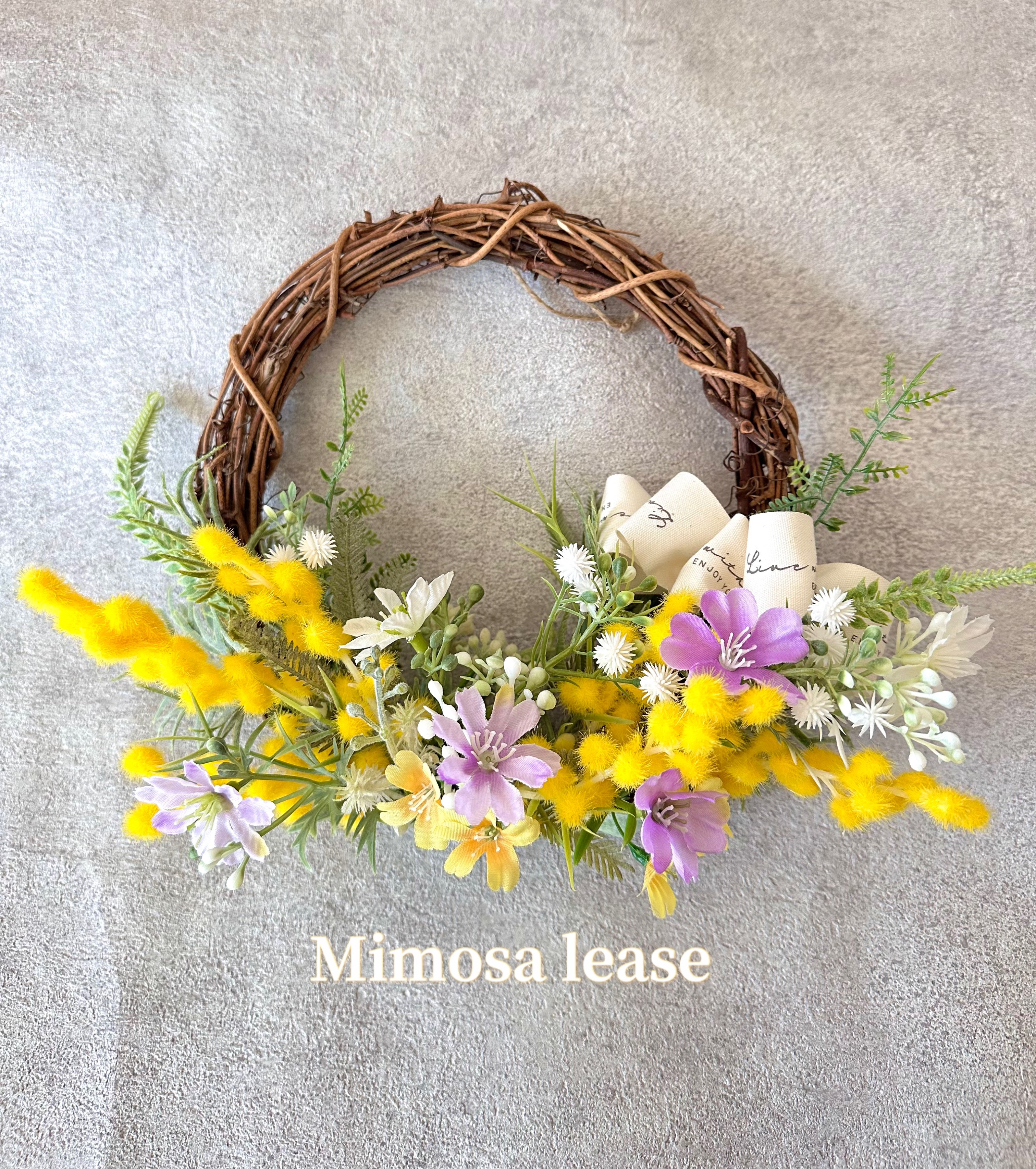 感謝価格！ミモザとドライアンドラのハーフリース 春 花かんざし 感謝