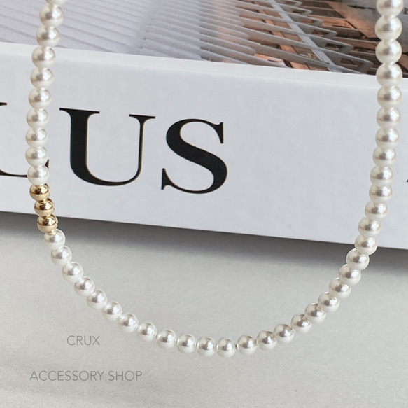 [14kgf]N25　shell pearl necklace・S  #大人フォーマル2024 1枚目の画像