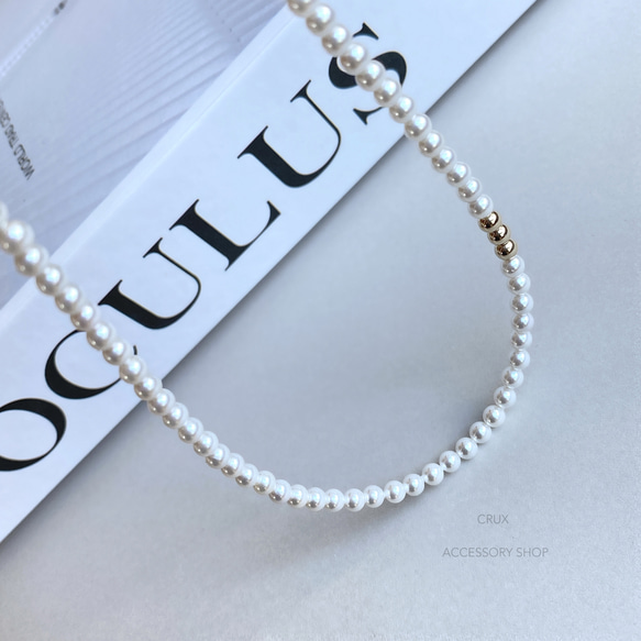 [14kgf]N25　shell pearl necklace・S  #大人フォーマル2024 5枚目の画像