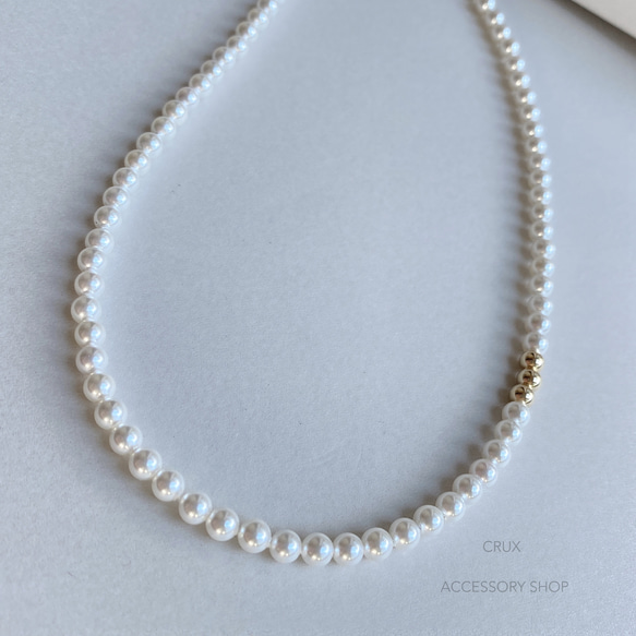 [14kgf]N25　shell pearl necklace・S  #大人フォーマル2024 3枚目の画像
