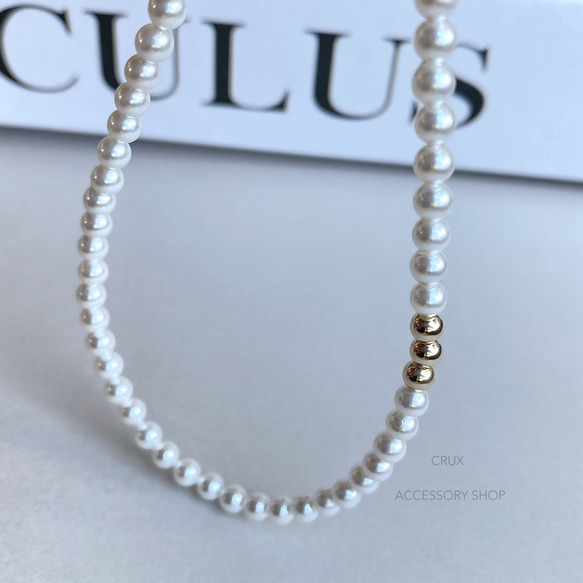 [14kgf]N25　shell pearl necklace・S  #大人フォーマル2024 9枚目の画像