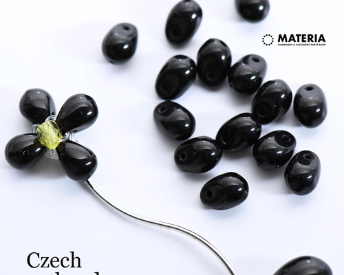 チェコガラスビーズ ティアドロップ ブラック 16個 チェコビーズ