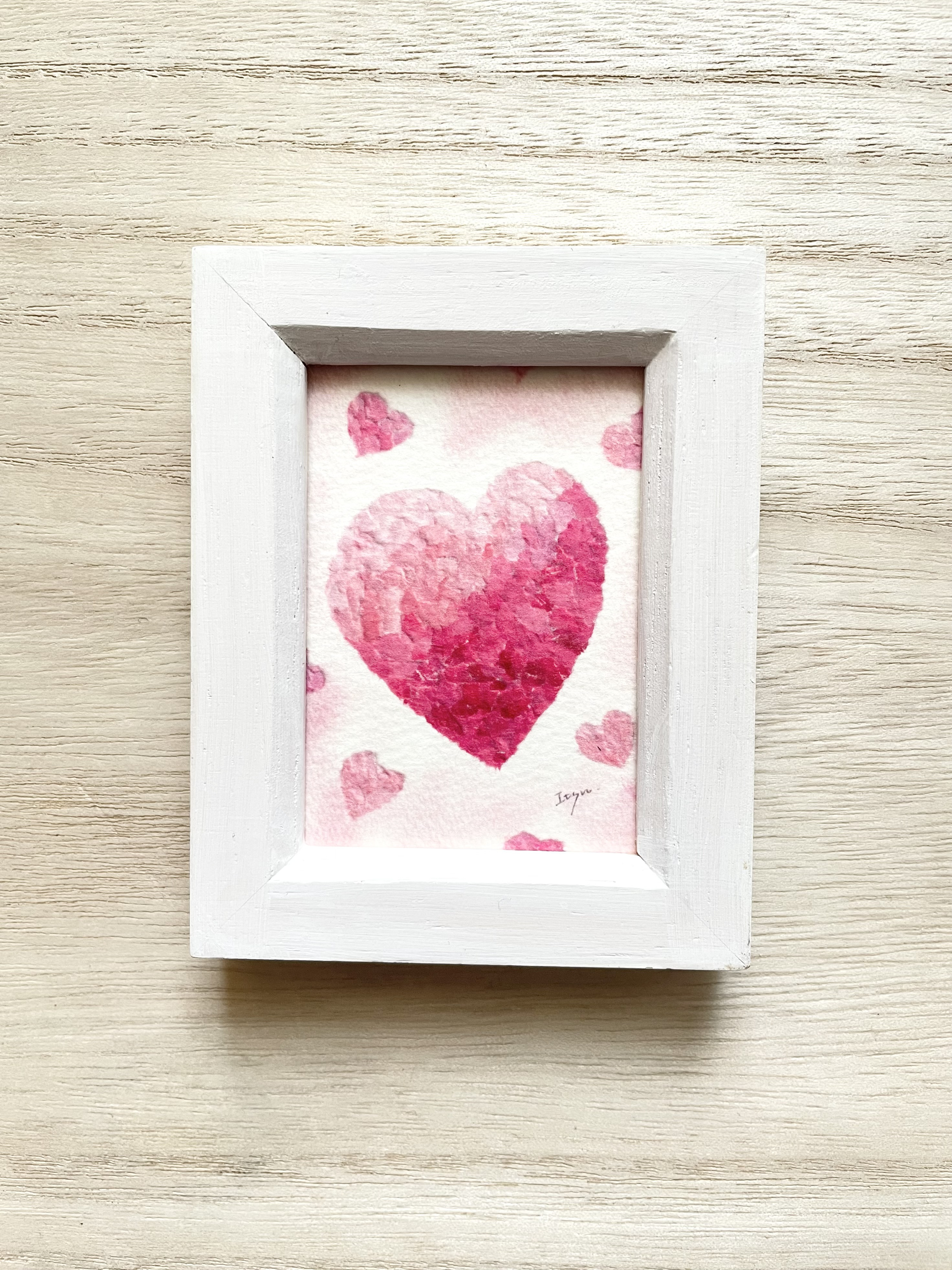 ハートの絵、絵画、原画、インテリア、現代アート、LOVE、幸せを