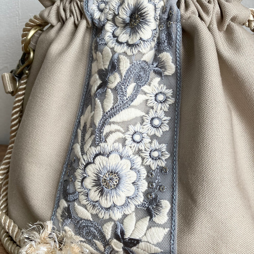 インド刺繍リボン*巾着ショルダーバッグ ショルダーバッグ インド刺繍リボン*巾着ショルダーバッグ ショルダーバッグ