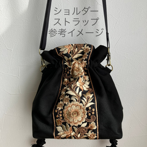 インド刺繍リボン＊巾着ショルダーバッグ ショルダーバッグ 肩掛け