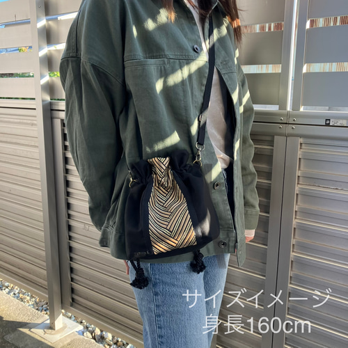 インド刺繍リボン＊巾着ショルダーバッグ ショルダーバッグ 肩掛け