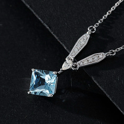 「V型」K18 天然アクアマリン　天然ダイヤモンド　和名藍玉　水宝玉 3月誕生石　幸福・富・聡明　ネックレス 5枚目の画像