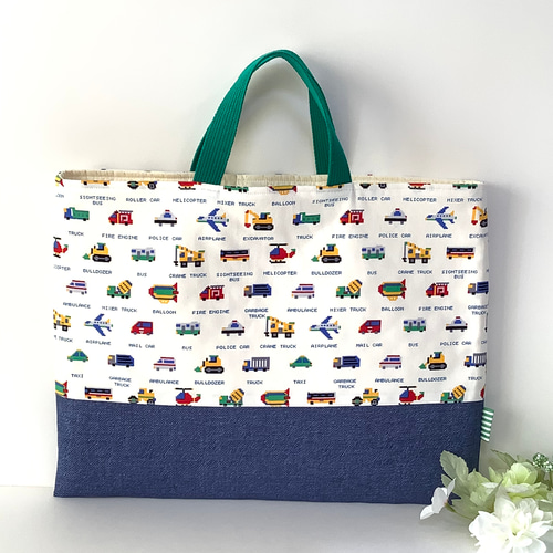♪20あきこ様オーダー専用　ハンドメイド☆ピクセルドットはたらくくるま ♪NEW♪ ♡はたらくくるま☆通園通学6点セット♡ドット絵