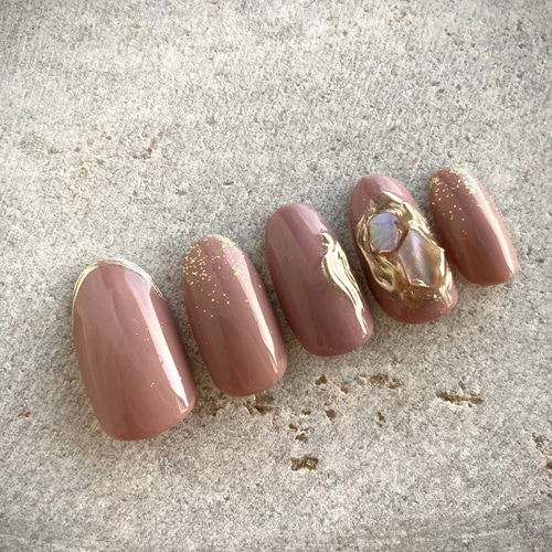 ネイルチップ くすみピンクベージュの大人ネイル ネイルチップ（つけ爪