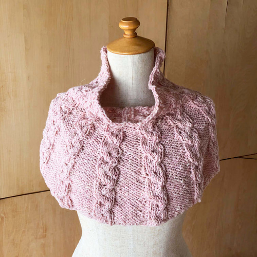 ゆったりピンクマゼンタ&ブラック柄新作国内手作りハンドメイドネック  