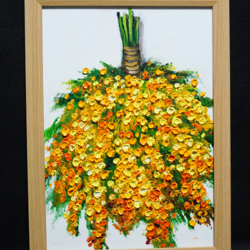 油絵 油彩 油彩画 絵 絵画 【ミモザのスワッグ】 【公式通販】