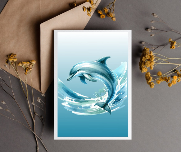 【ポストカード】イルカの絵はがき 1枚目の画像