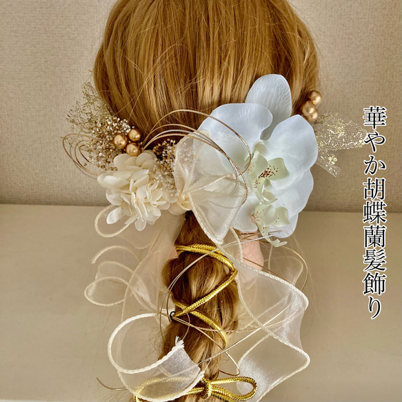 華やか胡蝶蘭】髪飾り 成人式 卒業式 結婚式 水引 着物 袴