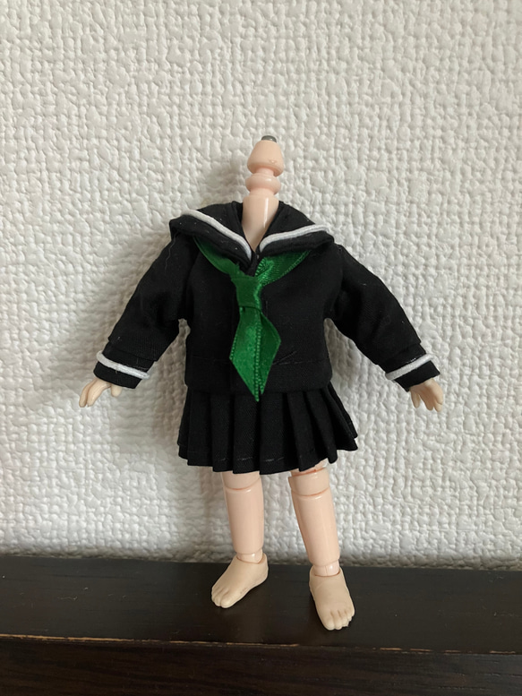 オビツ11  セーラー服3点セット　black 1枚目の画像