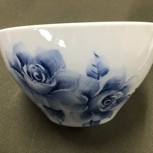 手作り陶芸 青い薔薇丼 手描き陶器 薔薇絵の多用丼 お椀・ボウル・鉢 私の食器棚 通販