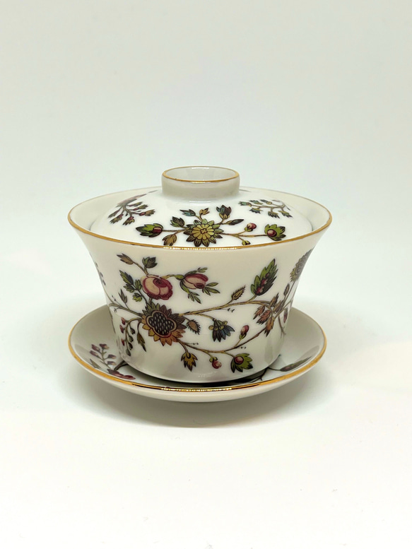 チューダーガーデンの中国茶器　蓋碗　カップ&ソーサー 1枚目の画像
