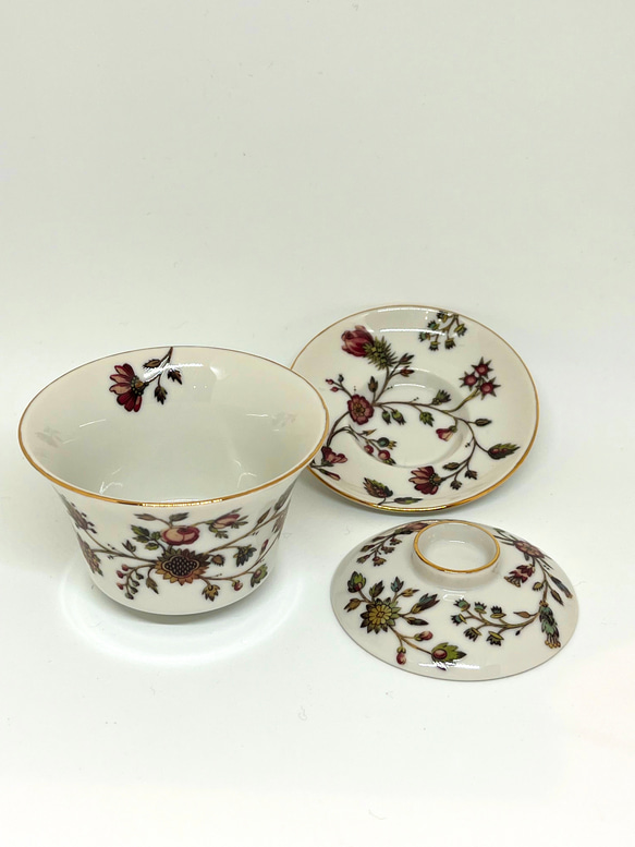 チューダーガーデンの中国茶器　蓋碗　カップ&ソーサー 3枚目の画像