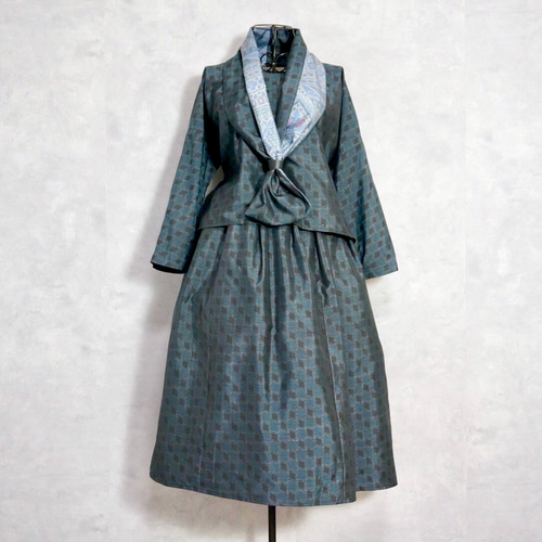 着物リメイクセットアップ&スヌード〜四季で心地良い上質大島紬素材  