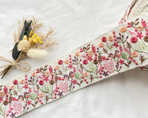 インド刺繍リボン専用 4cm幅 インド刺繍リボン | インド刺繍リボンカット売り「10cm