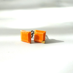 kotsubu 陶瓷耳環（方形、橘色） 第5張的照片