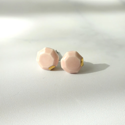 kotsubu 陶瓷耳環（八角形/粉紅色） 第2張的照片