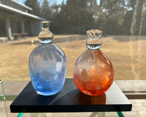 吹きガラス　お雛様 吹きガラスのおひなさま B 青×赤 ひな人形・雛飾り ガラス日和 通販