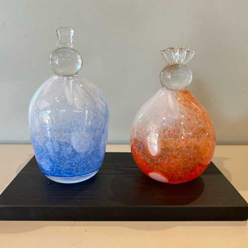 吹きガラスのおひなさま B 青×赤 ひな人形・雛飾り ガラス日和