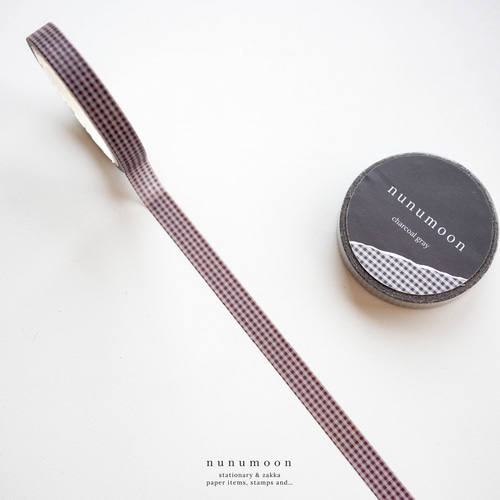 nunumoon original 7mmチェックマスキングテープ charcoal gray 11035