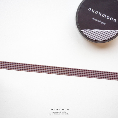 nunumoon original 7mmチェックマスキングテープ charcoal gray 11035