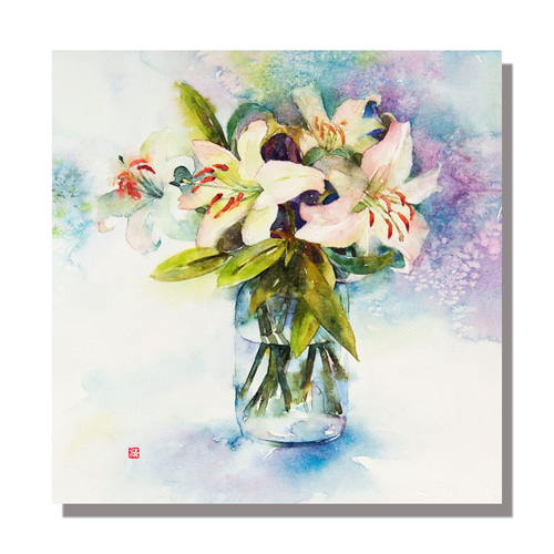 期待を秘めて】水彩原画 一点物 額縁付き 豪華プレゼント付き 絵画