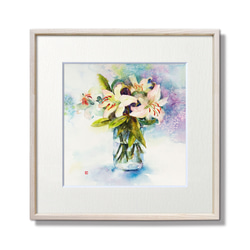 期待を秘めて】水彩原画 一点物 額縁付き 豪華プレゼント付き 絵画