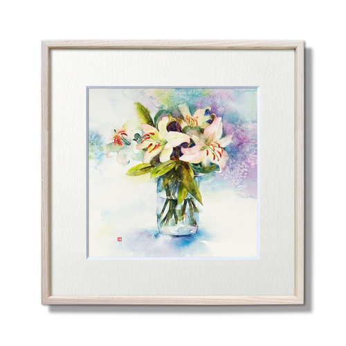 期待を秘めて】水彩原画 一点物 額縁付き 豪華プレゼント付き 絵画