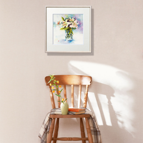 期待を秘めて】水彩原画 一点物 額縁付き 豪華プレゼント付き 絵画