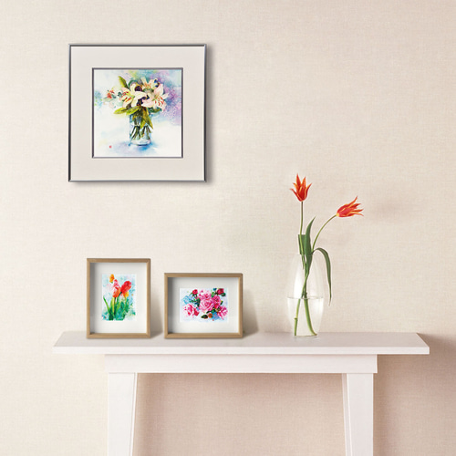 期待を秘めて】水彩原画 一点物 額縁付き 豪華プレゼント付き 絵画